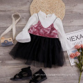 Children's Wear Velvet Sling Skirt Flared Sleeve Top